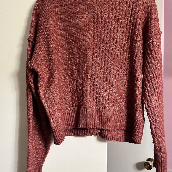 PINK ROSE BURGUNDY BUTTON UP FALL KNIT CARDIGAN SIZE MEDIUM - Picture 6 of 7